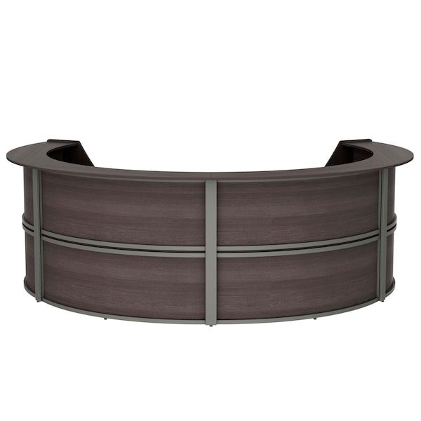 Reception Desk 107 in D X 46 in H, 11.8 ft W X Thermofused Laminate, Mocha